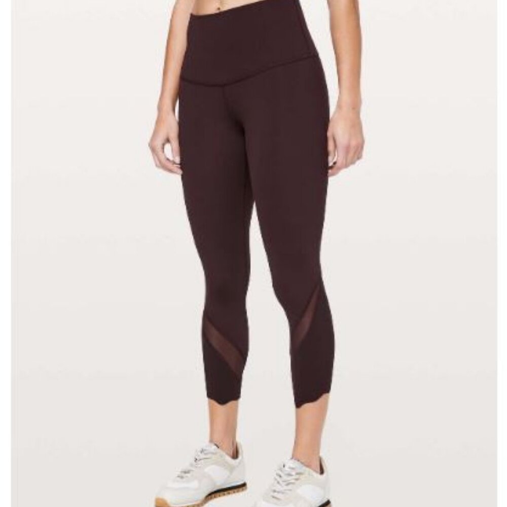 Lululemon Special Edition Wunder Under Align Crop Scallop Brown Sz 4